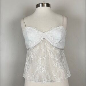 Abercrombie & Fitch Lace-Trim Cami S Babydoll Coquette Fairy Floral Lace Top